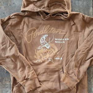 Pendleton Brown Graphic Hoodie with Woolen Mills Print